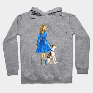 Lady in Blue and Her Dog Hoodie